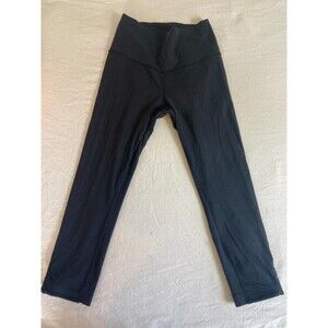 Lululemon Leggings Black Criss Cross Cropped Mesh Size 2